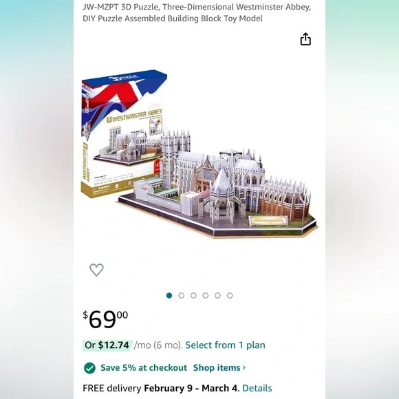 NIB Westminster Abbey 3D puzzle - Picture 3 of 3